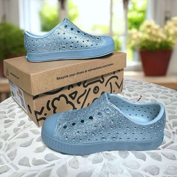 Native Jefferson Bling Glitter Slip-On Sneaker Water & Play  Shoes Toddler Baby - Picture 5 of 8